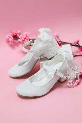 Topuklu Gümüş Simli Kız Çocuk Ayakkabı G2048M2545