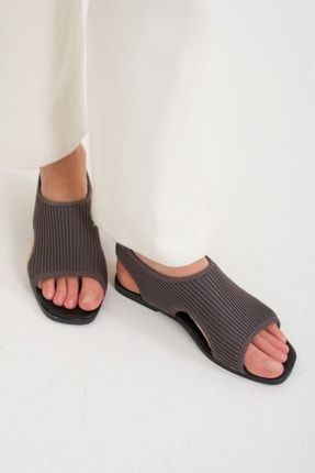 Streç Kumaş Kadın Füme Yazlık Outdoor Günlük Sandalet KADINSANDALET