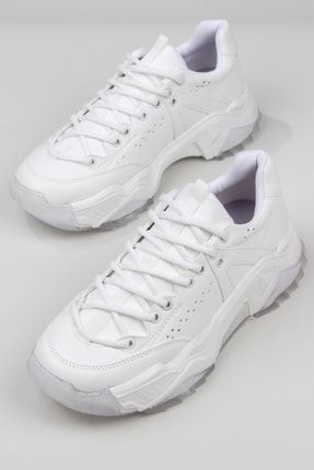 Kalın Taban Günlük Beyaz Cilt Rahat Kadın Sneaker Spor Ayakkabı 30023