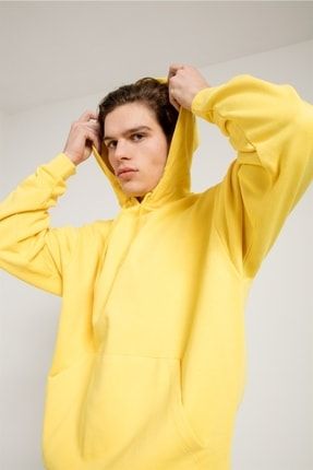 Sarı Oversized Önü Cepli Kapüşonlu Erkek Sweatshirt 70003