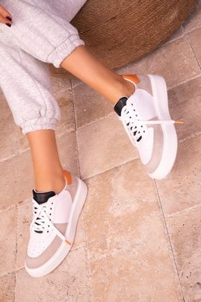 Ten-Beyaz-Turuncu Kadın Sneaker 17024