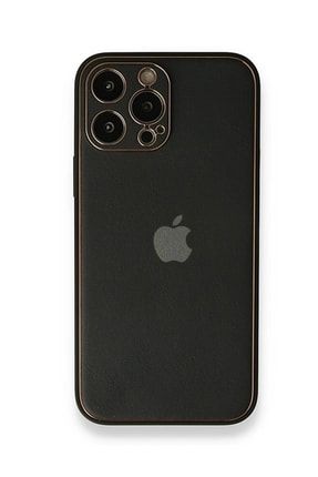 Iphone 13 Pro Kamera Korumalı Gold Detaylı Logolu Deri Kılıf COCO-13P