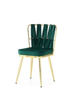 Cafe Bahçe Mutfak Sandalyesi Örgülü Gold Ayak 2 Li Set ORG2SND