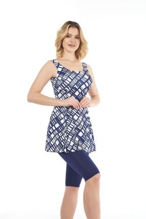 Kadın Askılı Taytlı Elbise Mayo - Lacivert 22605