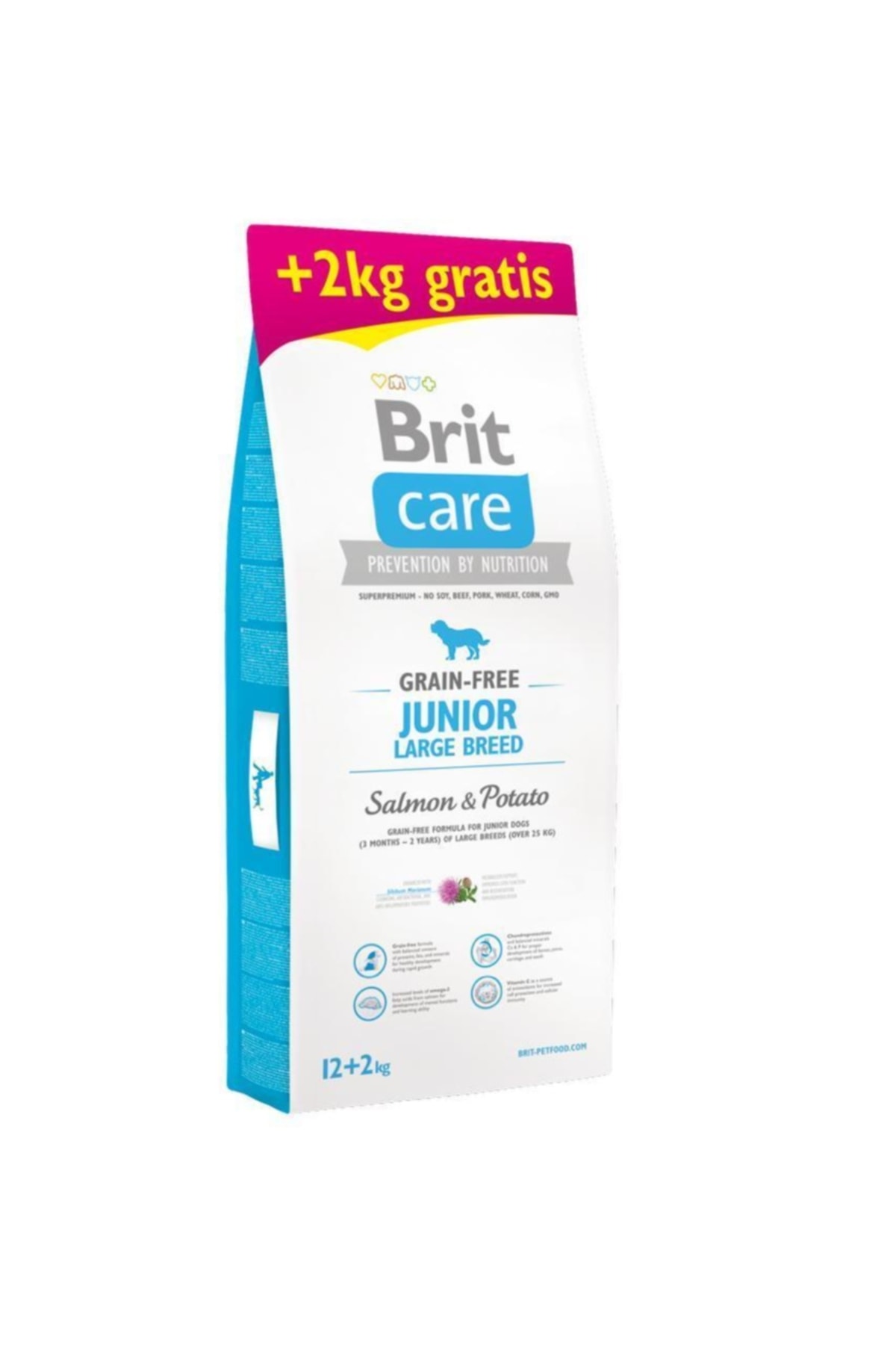 Brit Care Somon Patates Tahılsız Büyük Irk Yavru Köpek Maması 12 kg 2 kg