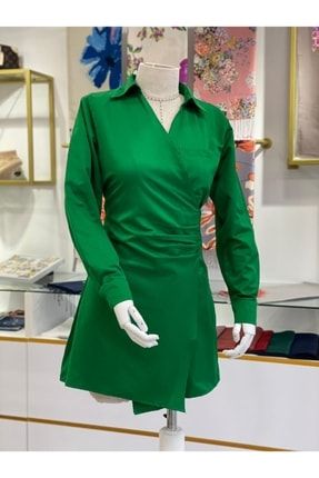 Zümrüt Yeşili Uzun Kollu Tunik Elbise Zumjad1