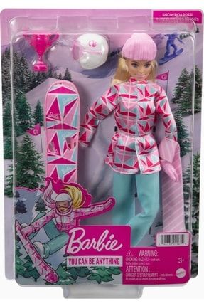 Barbie Snowboard Sporcu Bebeği Orijinal Yeni Model Barbie Snowboard Sporcu Bebek Hcn30 72837103838