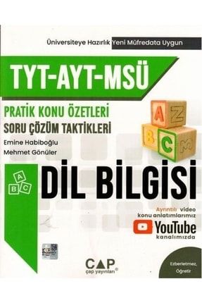 Çap Yayınları Tyt Ayt Msü Dil Bilgisi Konu Özetleri Soru Çözüm Taktikleri 6254123456