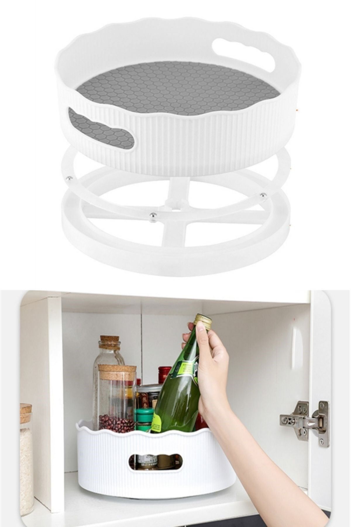 Buffer-3 Pieces 360 Degree Rotatable Round Tray Formed Presentation and Service Organizer Table 3