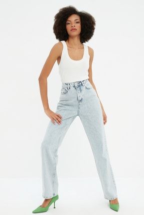 Açık Mavi Yüksek Bel 90's Wide Leg Jeans TWOSS22JE0386