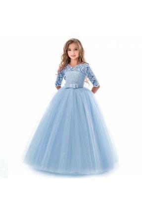 Mavi Kız Çocuk Elbisesi - Mezuniyet Kıyafeti -Mezuniyet Elbisesi -Tarlatanlı Abiye - Balo Elbisesi maviabiyee