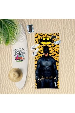 Erkek Çocuk Muhteşem Yarasa Adam Batman Tema Sarı Siyah Baskı Desen Plaj & Banyo Havlusu lolbeachtowels