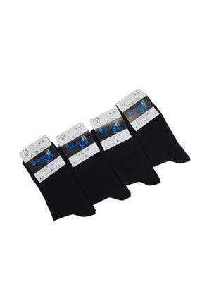 Unisex 4'lü Düz Siyah Soket Çorap 36-40 Numara Bt-0462 2022BAS00000084