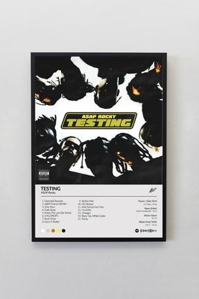 Asap Rocky Testing Albümü Siyah Çerçeveli Spotify Barkodlu Albüm Poster Tablo ASAPT00001
