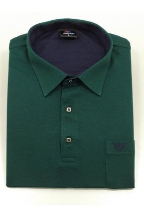 Erkek Yeşil Gömlek Yaka Uzun Kollu T-shirt GLRY