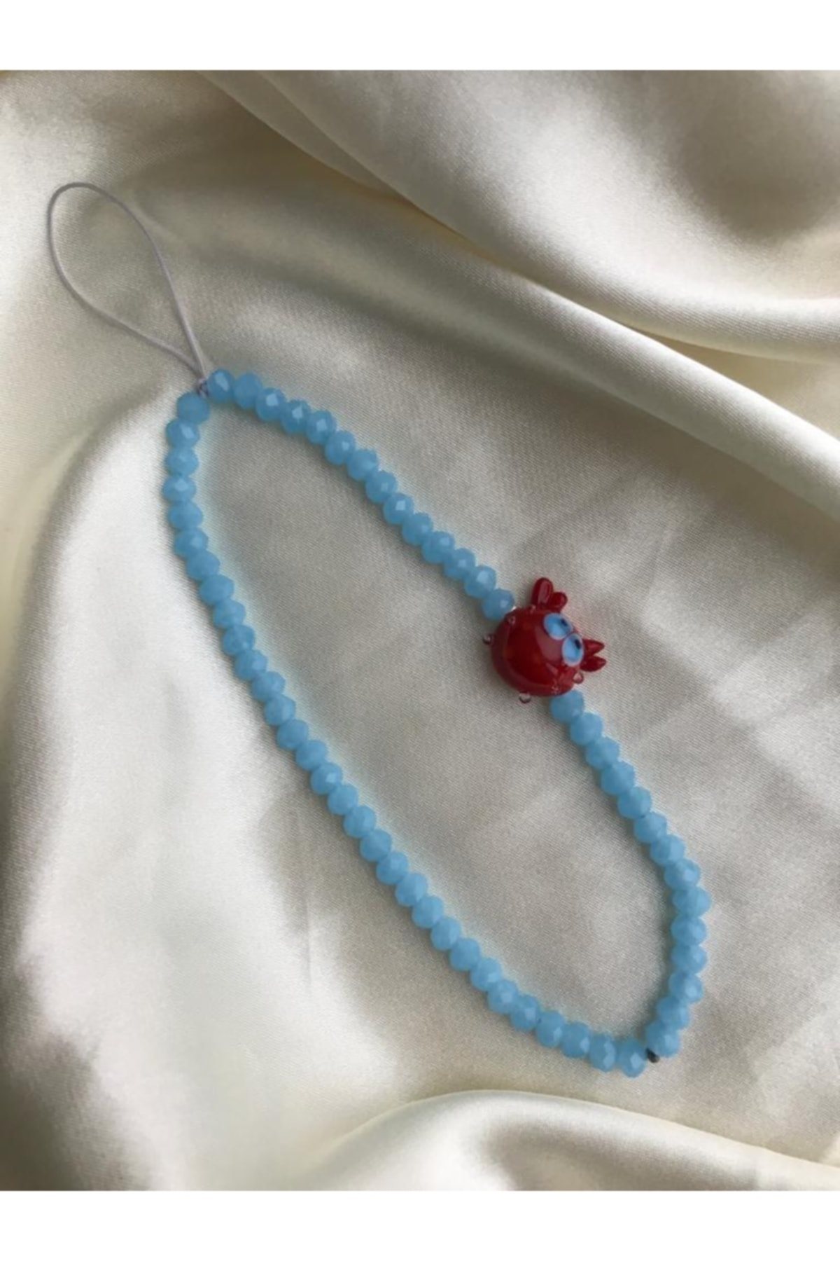 Crab Glass Murano And Blue Crystal Bead Detailed Phone Charm Phone Strap
