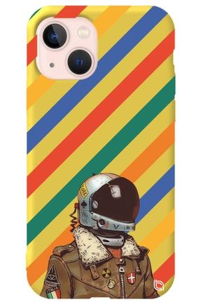 Iphone 13 Sarı Renkli Premium Içi Kadifeli Ret Astronot Desenli Silikon Telefon Kılıfı kask_195