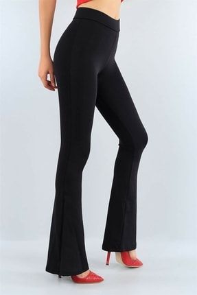 Krep Kumaş Ispanyol Paça Siyah Kadın Pantolon B055608