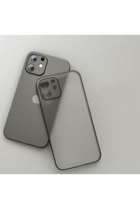 Iphone 12 Pro Max 0,2 mm Pp Buzlu Ultra Ince Sert Silikon Kamera Korumalı Kılıf Gri Uyumlu PP.Buzlu.12PM