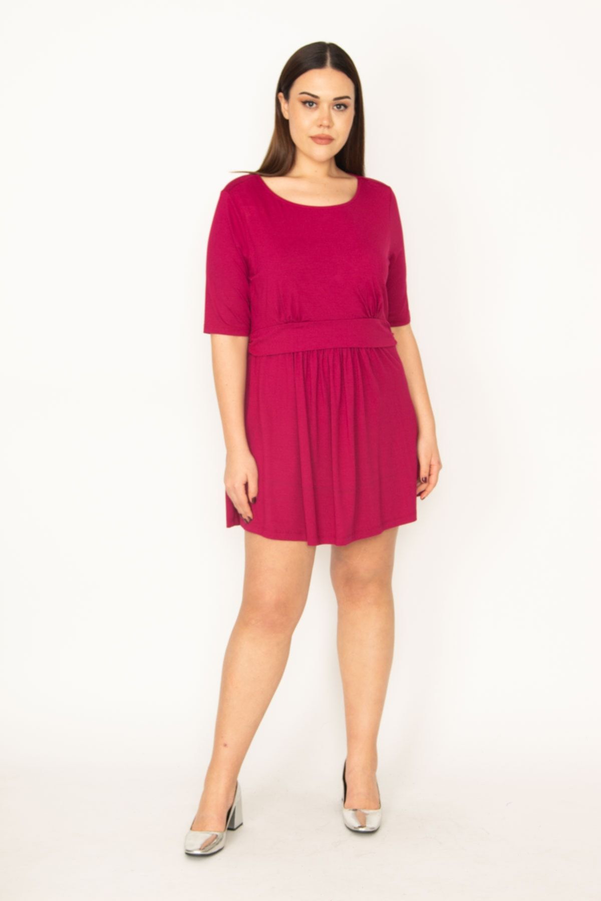 ans Tekstil Women s Fujya Waist Detailed Viscose Tunic Dress