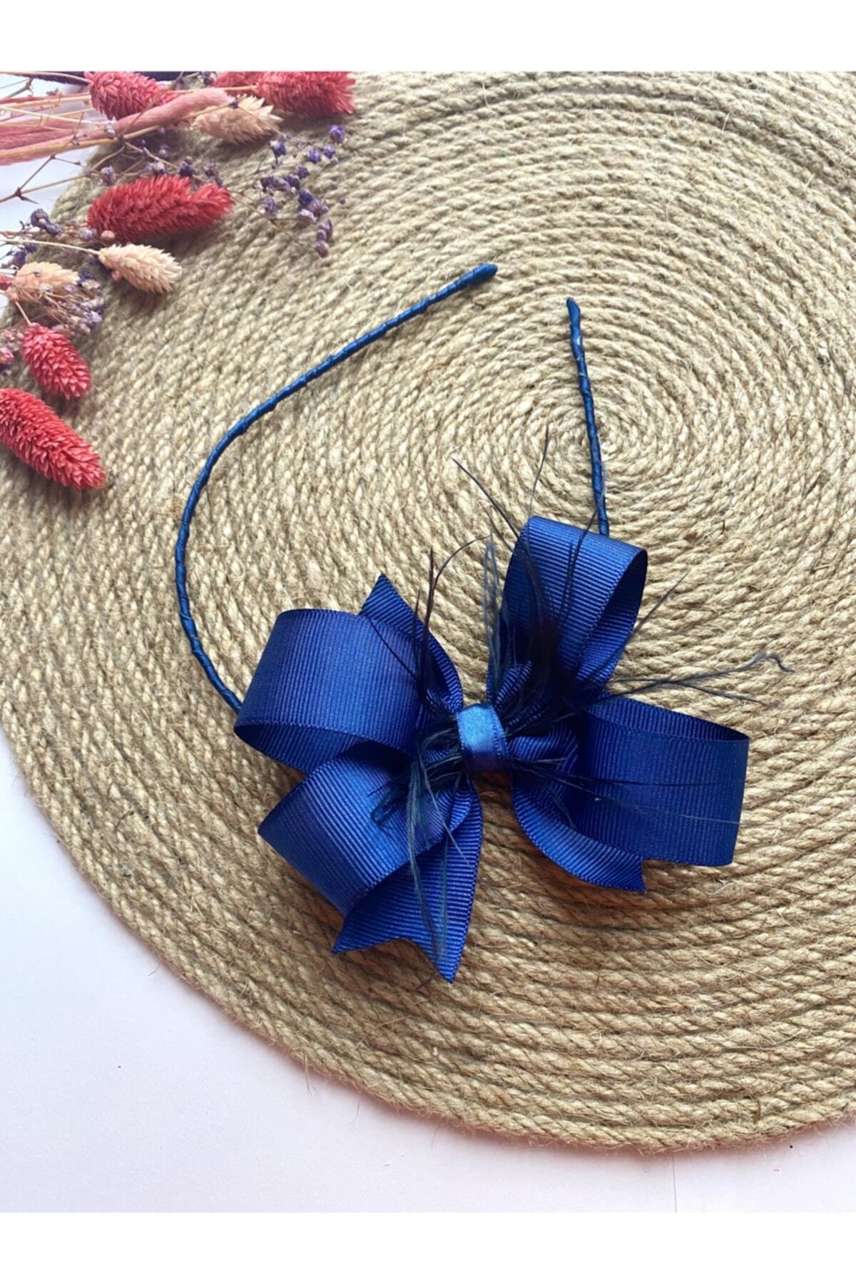 irembaby Anne Lohusa Tacı Lacivert Tüylü Fiyonk Lohusa Tacı Saç Bandı