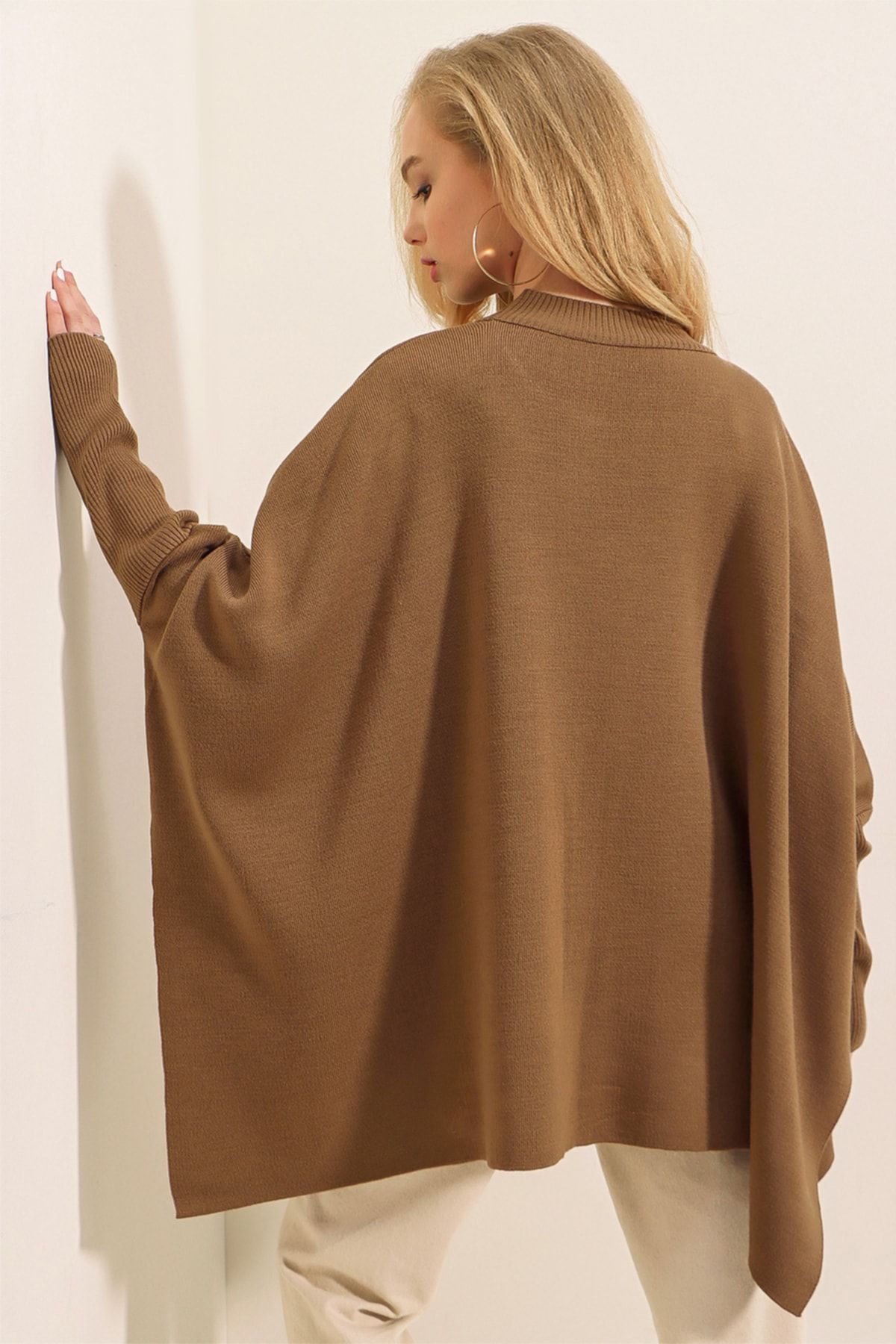 Tan best sale poncho sweater