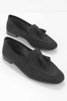 Siyah Süet Kadın Loafer Ayakkabı K01956082002