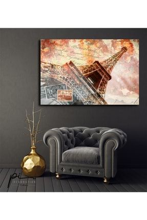 Dekoratif Kanvas Tablo - Eyfel Kulesi Paris, Soyut Dijital Sanat R52201