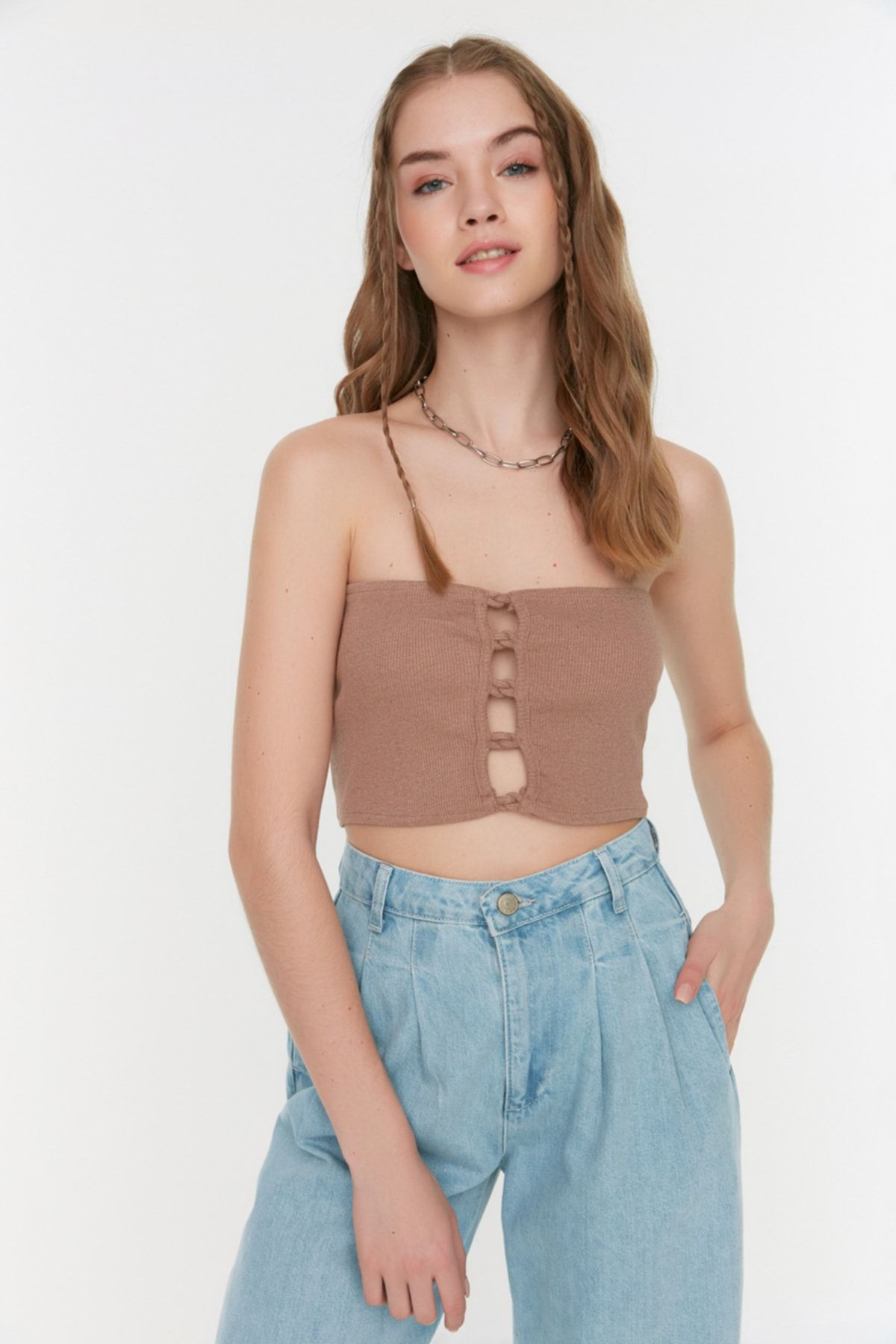 Trendyol Collection Bluse Braun Figurbetont Fast ausverkauft