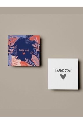 Teşekkür Kartı Thank You Card 100 Adet 5,4x5,4 cm Çiçek Desenli Kart FLDRRT-TBR-130