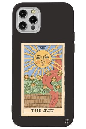 Iphone 13 Pro Max Siyah Premium Içi Kadife Tarot Sun Desenli Silikon Telefon Kılıfı tarotthesun2_197