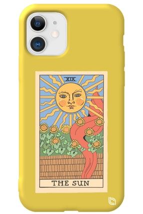 Iphone 11 Sarı Premium Içi Kadife Tarot Sun Desenli Silikon Telefon Kılıfı tarotthesun2_173