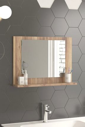 Ceviz Raflı Banyo Aynası MODENA-60x45CM-RAFLI-BANYO-DOLAP