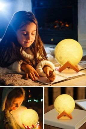 Ay Gece Lambası Yatak Odası Romantik Standlı Lamba Led Set Işık 5 Farklı Renk Değiştiren Dolunay ak35b