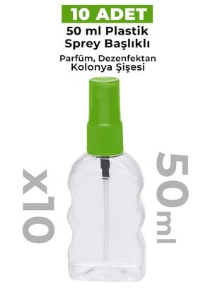 10 Adet Plastik 50 Ml Boş Sprey Kolonya Dezenfektan Şişesi ST86810012