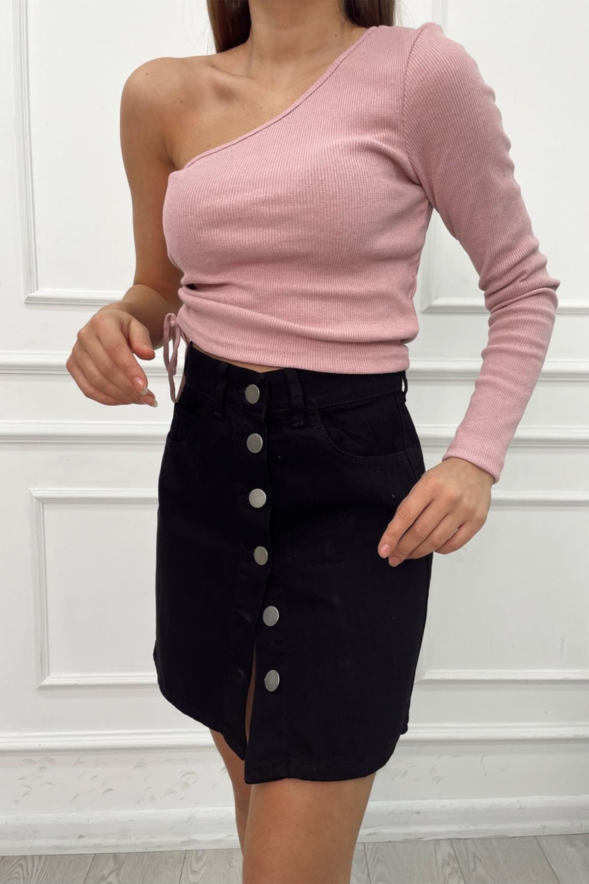 Trend Alaçatı Stili Bluse Rosa Slim Fit Fast ausverkauft