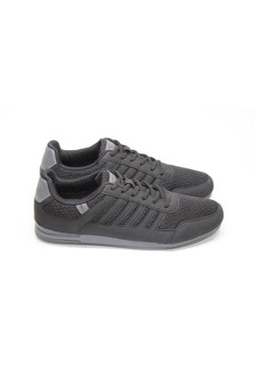 Siyah - Ortopedik Düz Kaymaz Taban Bağcıklı Erkek Günlük Spor Ayakkabı M-P-O-R-TPDK-85660