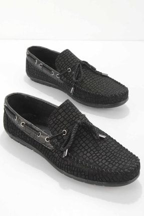Siyah Baskılı Süet Leather Erkek Casual Ayakkabı E01107541002