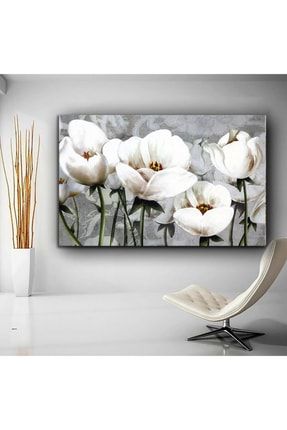 Tasarım Beyaz Çiçek Kanvas Tablo EPA3780