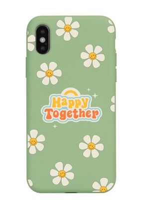 Iphone Xs Max Uyumlu Yeşil Papatya Stay Together Tasarımlı Lansman Kılıf FCIPXSM-236