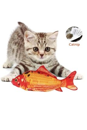 Peluş Kedi Oyuncağı Balık Kedi Nanesi Otlu Çıngıraklı 1 Adet Kırmızı Balık 545986452653