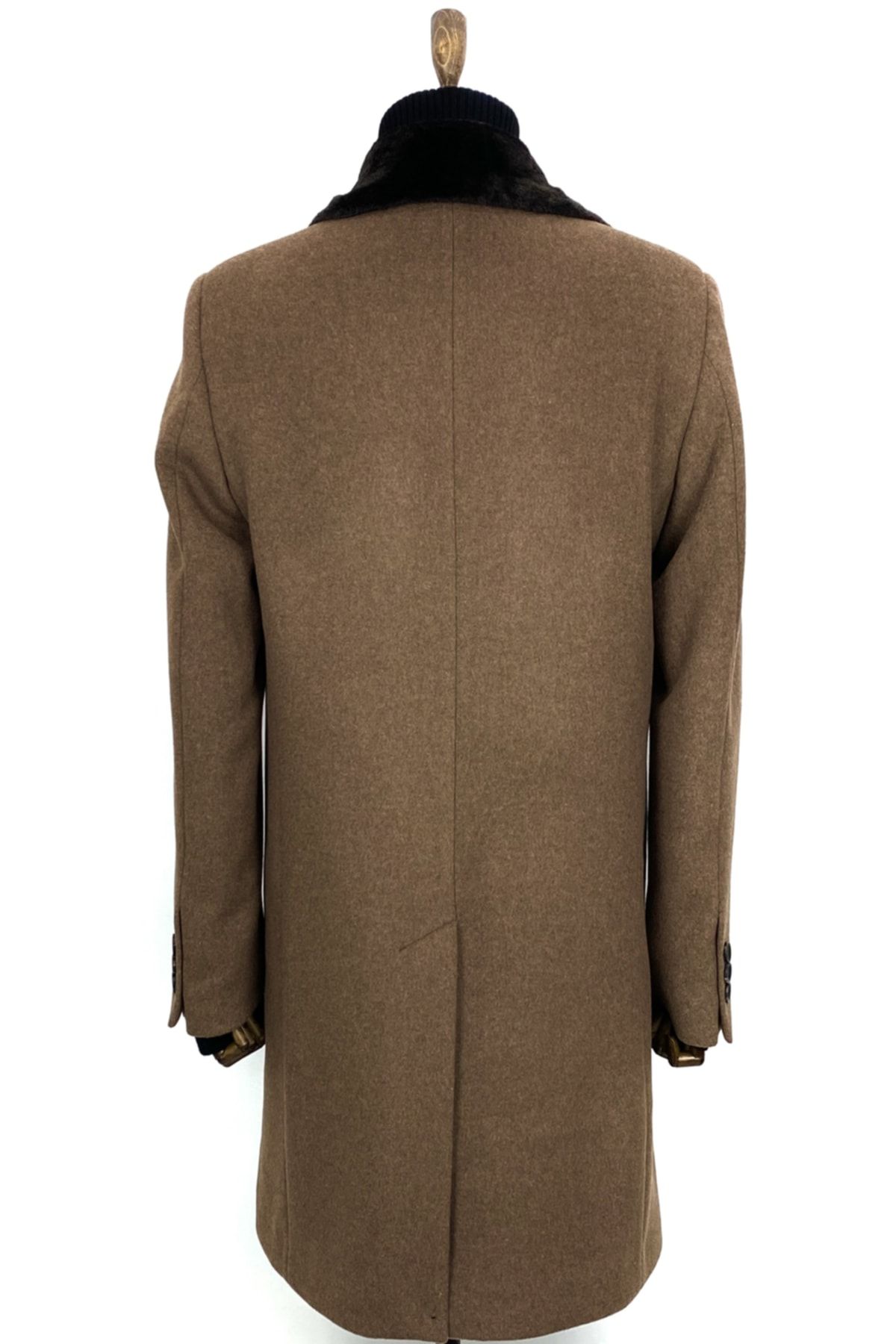 Mens camel coat with fur collar online