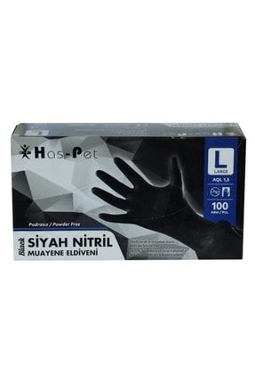 Haspet Siyah Nitril Eldiven L 100ad/pk (10 Paket) BR00056