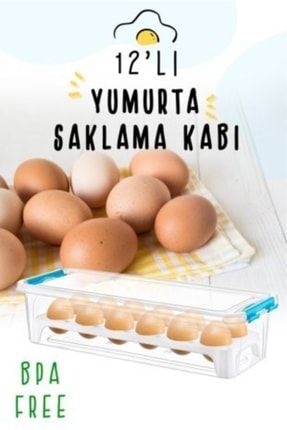 12 Bölmeli Plastik Kapaklı Yumurta Saklama Kutusu Düzenleyici Yumurta Saklama Kabı MTFK-000038