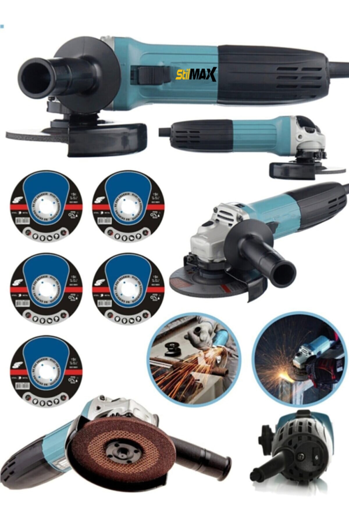 stilmax Germany 3000 Watt 6 Kademe Devirli Bakır Hybrid Motor Avuç Içi Taşlama Spiral Makinasi + 5 Adet Taş