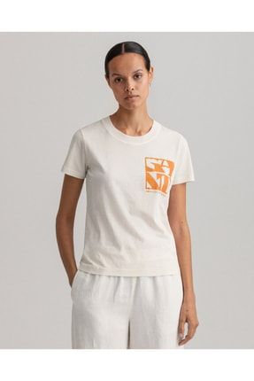 Kadın Beyaz Relaxed Fit Baskılı T-shirt 4203478