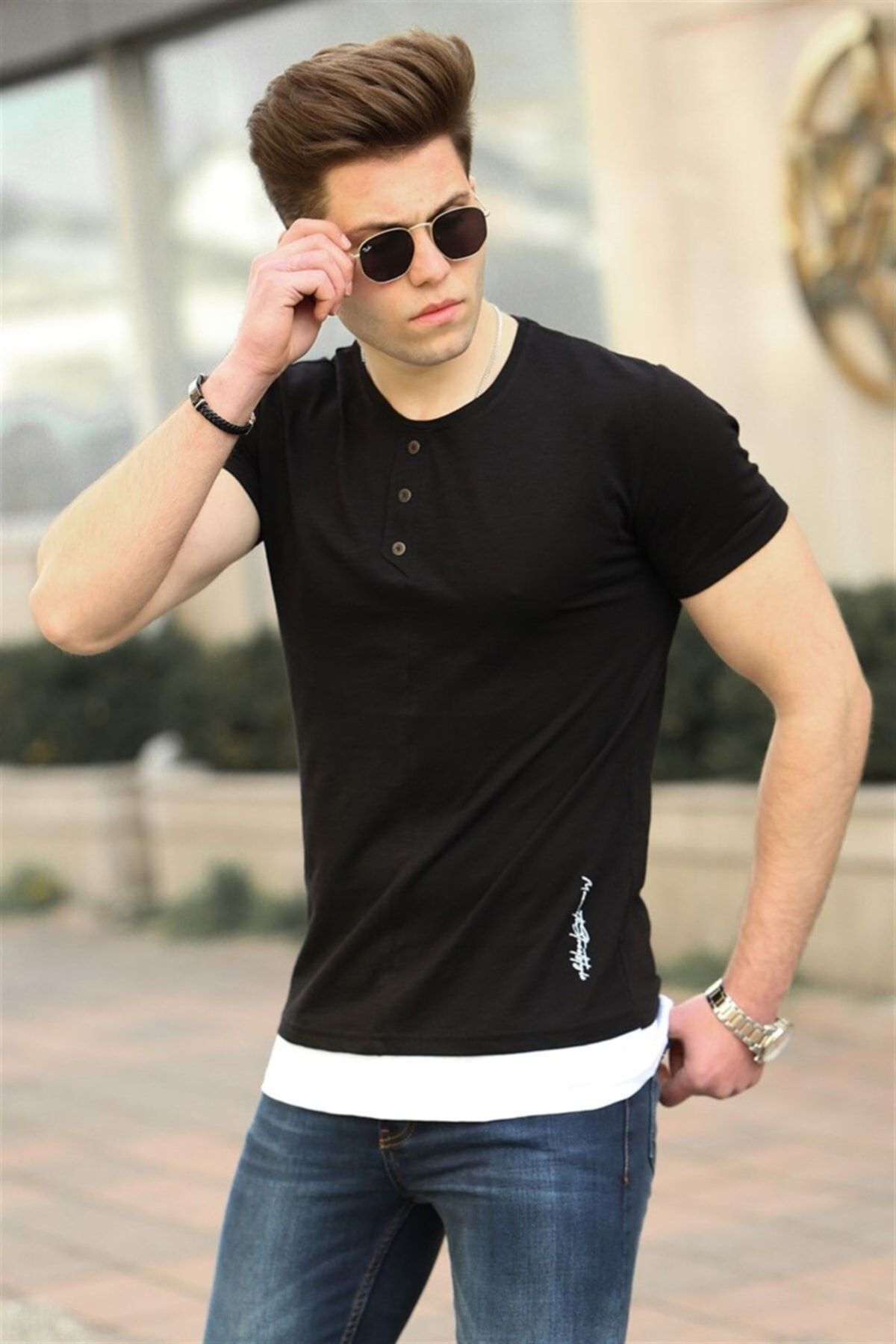 Madmext T-Shirt Schwarz Regular Fit Fast ausverkauft