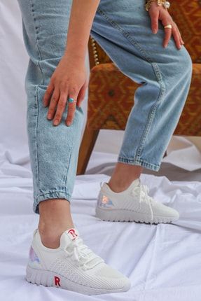 Beyaz - Fashion Yumuşak Keten Kauçuk Taban Kadın Sneakers G029 926