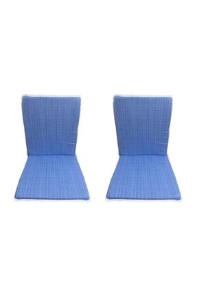 Sandalye Minderi Arkalıklı Lastikli Fermuarlı Süngerli-2 Adet(mavi Çizgili)yıkanabilir PRA-5668976-5751