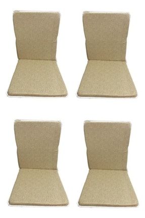 Sandalye Minderi Arkalıklı Lastikli Fermuarlı Süngerli-4 Adet(cappucino Kırçıllı)yıkanabilir PRA-566913243242234